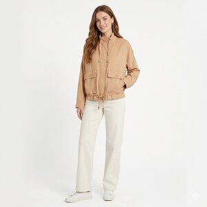 Forever Audrey Tan Safari Utility Anorak Jacket Women's Large 100% Rayon. NWT
